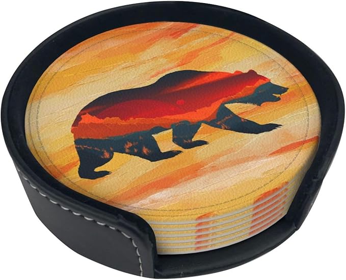 Bear Mountain Coasters Set 6 for Drinks Coffee Table Gifts Home Decor 3.9 Inches