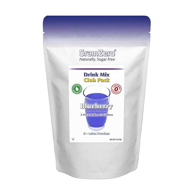 GramZero Blueberry Zero Calorie Sugar Free Drink Mix, Great For Nutrition Club Loaded Teas, Stevia Sweetened