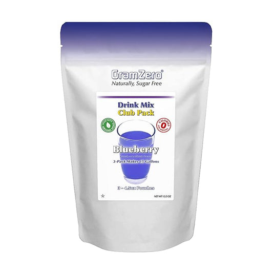 GramZero Blueberry Zero Calorie Sugar Free Drink Mix, Great For Nutrition Club Loaded Teas, Stevia Sweetened