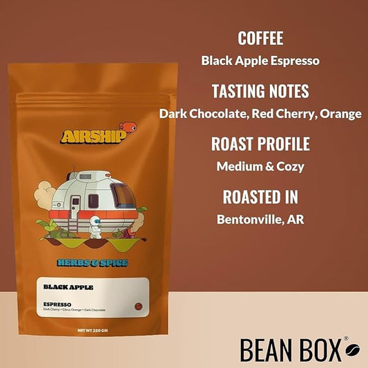 Black Apple Espresso - Roasted by Airship Coffee - Whole Bean Coffee - 12 Ounce Bag
