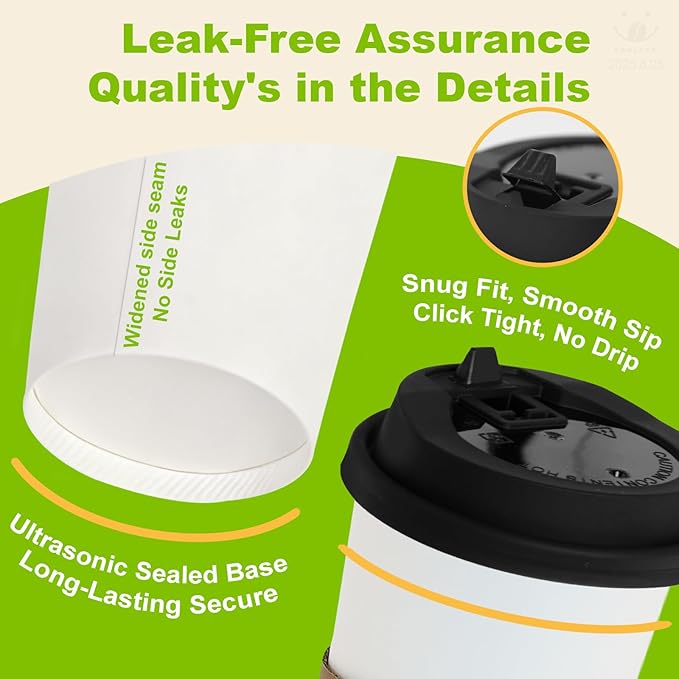 12 oz PLA White Disposable Cups 100 Packs Eco Conscious Leak Proof Sturdy for Hot Beverages Takeout