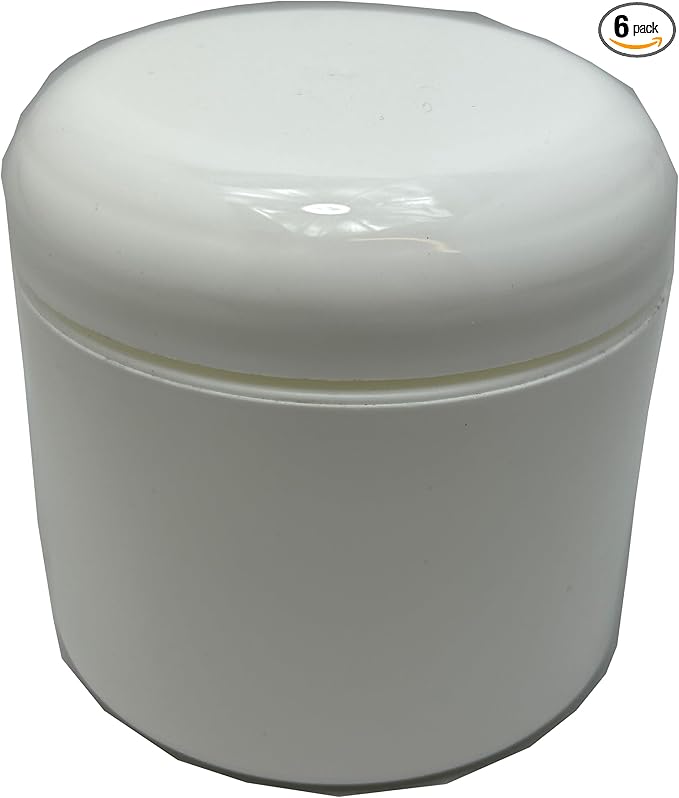 (6 PACK) 4 oz / 120 ml White Double Wall Plastic Jar with Dome Lid