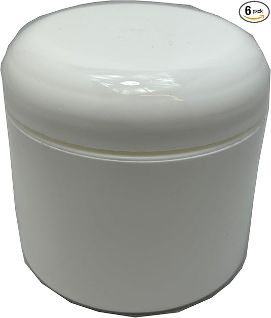 (6 PACK) 4 oz / 120 ml White Double Wall Plastic Jar with Dome Lid