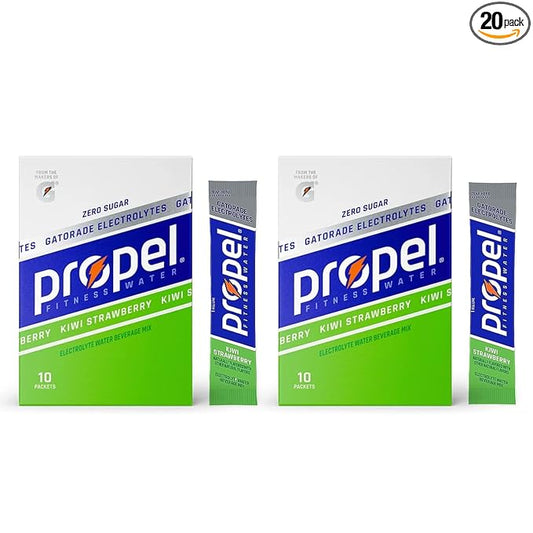 Propel Powder Packets, Kiwi Strawberry With Electrolytes, Vitamins and No Sugar, 20 Count (Pack of 2) - in GARIZZE Box