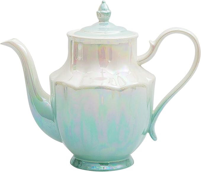ceramic teapot,Porcelain Tea Pot 37 Oz Teapot with lid for Tea, Milk, Coffee, Flower tea (Green)