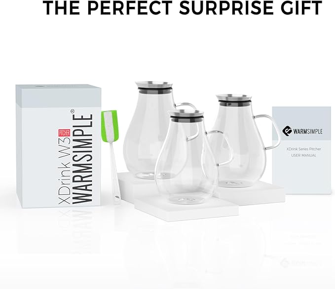 Glass Pitcher With Lid, 2.5 Liter 85 oz Glass Water Pitcher For Fridge, 0.66 Gallon Pitchers With Handle And Lid, Tea Jug Carafe Jar For Hot/Iced Water Milk Juice Coffee Fruit