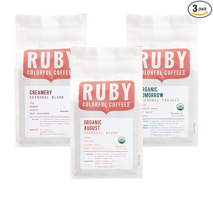 Bean Box Sampler - Roasted by Ruby Roasters, 3-Pack, Whole Bean Coffee, Gourmet Coffee