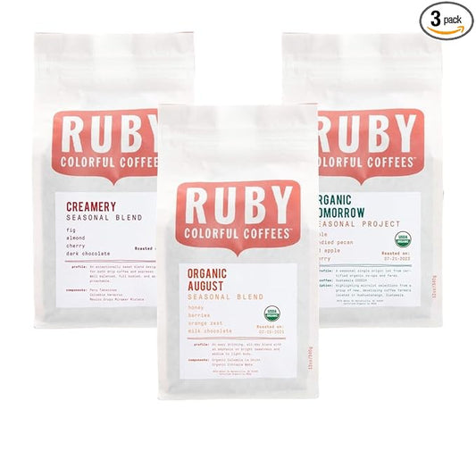 Bean Box Sampler - Roasted by Ruby Roasters, 3-Pack, Whole Bean Coffee, Gourmet Coffee