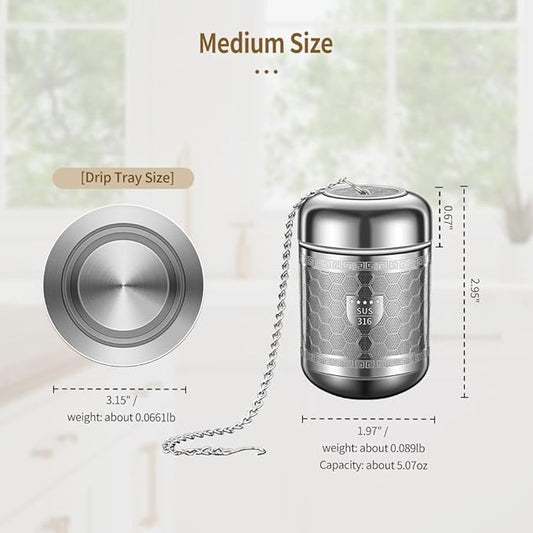 2 Pack 316 Stainless Steel Loose Leaf Tea Infuser – Tea Connoisseur's Choice for White, Green, Oolong, Black, and Herbal Teas (2 Pack - Medium)