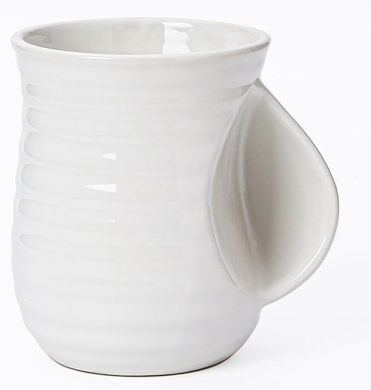 Mkour 21oz Large Ceramic Coffee Mugs, Handmade Tea Cups with Comfortable Handle for Office and Home, Microwave and Dishwasher Safe (White)