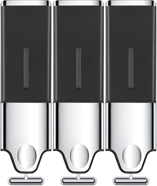 3-in-1 Quadrate Dispensers for The Shower,Shower soap Dispenser,Conditioner Dispenser, Shampoo Dispenser,No Drilled Wall Mounted Distributor,Hotel,Bathroom,Home