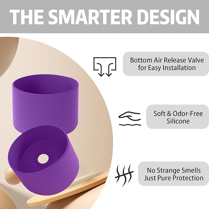 Silicone Boot for Owala 24oz Water Bottle – Anti-Slip Protective Cover, Bottle Boot, Base Cover Compatible with FreeSip, Sleeve for Stainless Steel Tumblers (Purple, 24OZ)