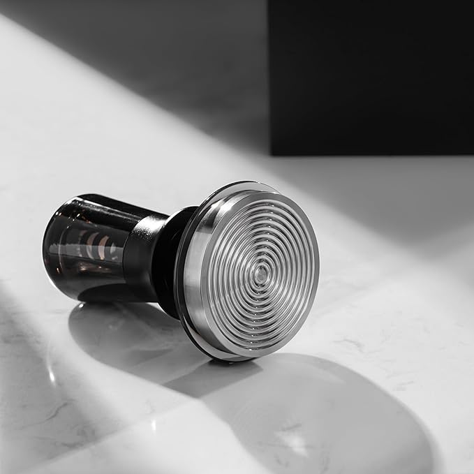 IKAPE 53.3mm Calibrated Spring Espresso Tamper, Threaded Stainless Steel Base for 54mm Breville Portafilters, Semi-Transparent (New Upgrade)