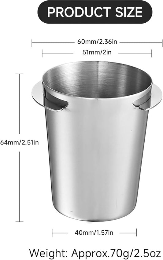 Coffee Dosing Cup 51mm, Stainless Steel Espresso Dosing Cup Coffee Machine Powder Feeder, Mug Coffee Powder Dosing Cup for Espresso Machine with 51mm Portafilter
