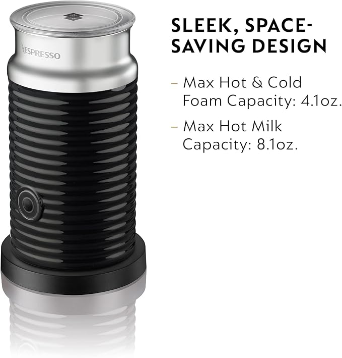 Nespresso Aeroccino 3 Milk Frother, Black, Steel