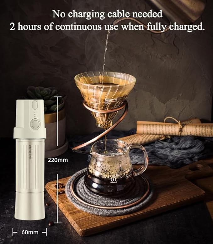 Burr Coffee Grinder 2-in-1 Manual/Electric, 40mm Stainless Steel Conical Burr Coffee Bean Grinder, USB Rechargeable Home Use, 16 Grind Levels for Espresso/Drip/French Press/Mocha (Milky)
