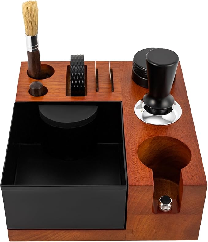 8 In One Espresso Knock Box,54MM Espresso Coffee Organizer Box,Fit for Storage 51 to 54MM Espresso Tamper, Distributor, Portafilter & Puck Screen Accessories