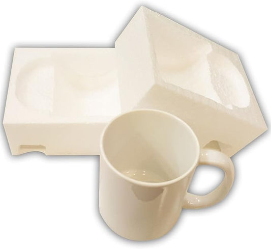 owndis Mug 36-Piece Double Sublimation Coated Ceramic Mugs, 11 Oz, Blank All White and Black with Black Handle-Case of 36-White