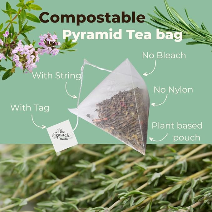 The French Touch Oregano Tea ORGANIC | 2.0g x 30 Pyramid Bags | 100% Certified USDA Organic | Plant based tea bags | Select Premium Tea (Oregano Leaves) | Caffeine-free