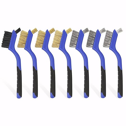 VASTOOLS Wire Brushes Pack of 7. for Cleaning Welding Slag, Rust and Dust. 7" Brass, Stainless Steel, Nylon Brushes with Rigid Handle
