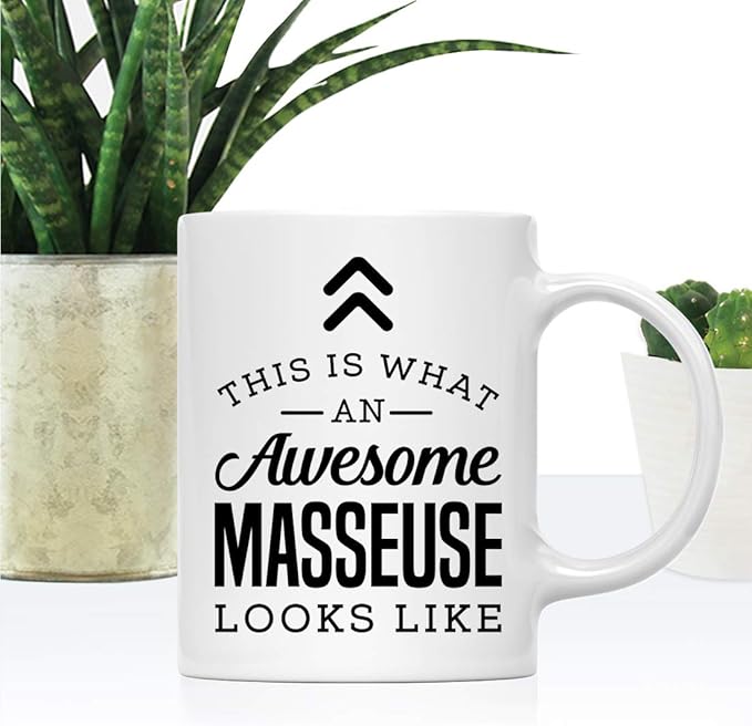 Andaz Press 11oz. Ceramic Coffee Tea Mug Thank You Gift, This is What an Awesome Masseuse Looks Like, 1-Pack, Birthday Christmas Gift Ideas Coworker Him Her, Includes Gift Box