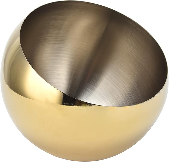 Stainless Steel Sugar Bowl, Golden Sugar Cube Holder Brushed Metal Oblique Sugar Bowl Large Spherical Condiment Container for Restaurant Home Kitchen Party(L)