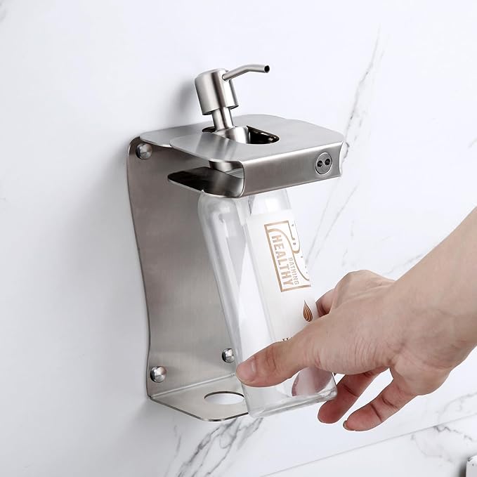 Shampoo, Conditioner, Shower Gel Dispenser 3 Room refillable Shampoo and Conditioner Pump Bottle Wall-Mounted Slot Shower soap Dispenser (KCLS-1), Brushed Stainless Steel