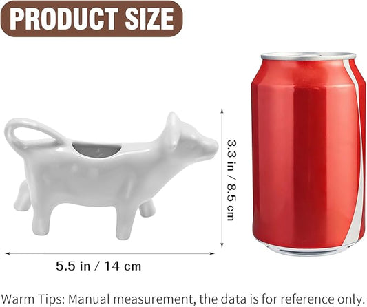 Ceramic Cow Shape Creamer and Sauce Jug, 100ML Mini Milk Pitcher for Coffee, Tea, Kitchen