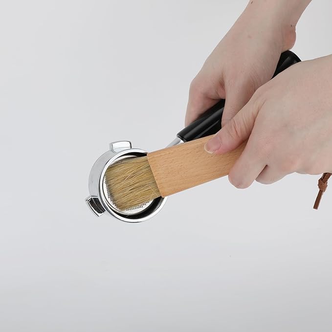Coffee Grinder Cleaning Brush, Beech Handle Espresso Machine Cleaner Tool with Bristle Brush Barista Dusting Accessories for Camping Home Kitchen Gadget