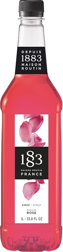 1883 Rose Syrup for Drinks, Made in France, 1 Liter Plastic Bottle
