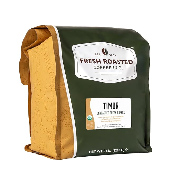Fresh Roasted Coffee, Unroasted Organic Timor | USDA Organic, 100% Single Origin, Kosher | 5 Pound