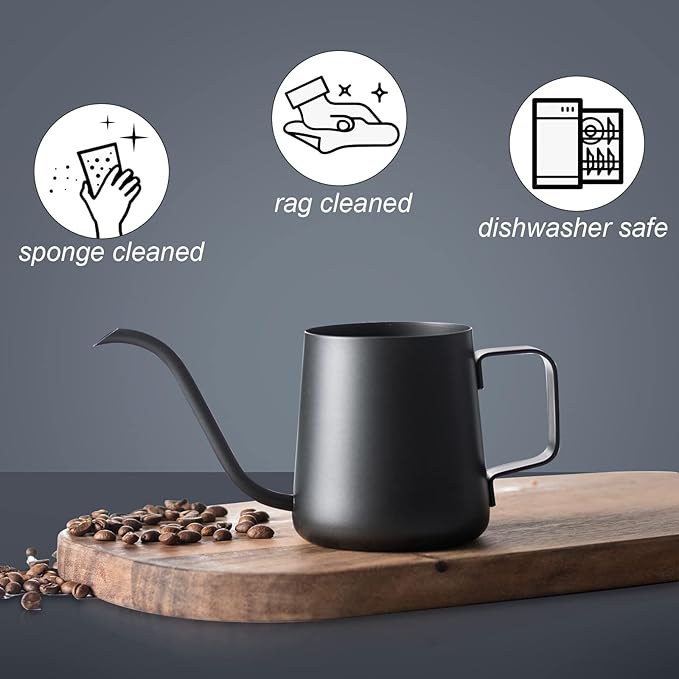PARACITY Pour Over Kettle Gooseneck Spout Coffee Tea Pot 12OZ with Lid, Hanging Ear Hand Blunt Long Narrow Drip Cup for Coffee Maker Carafe, Camping Coffee Pot for Travel Coffee Maker Outdoor