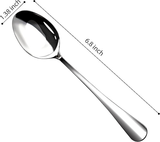 6 Pieces Heavy Duty Teaspoons Set,6.8" Tea Spoons Silverware,Food Grade Stainless Steel teaspoons,Small Spoons for Home, Kitchen, Restaurant,Mirror Polished and Dishwasher Safe