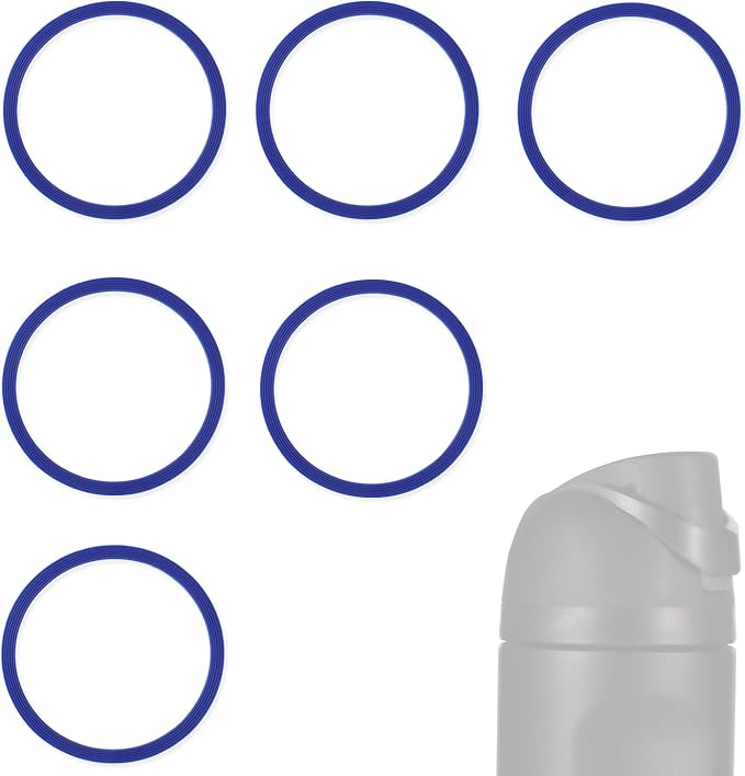 6pcs Water Bottle Sealing Ring Replacement for Owala FreeSip, Silicone Lid Seal O Ring Gaskets Water Bottle Replacement Parts Accessories for Owala Cup 24/25/32/40 oz (Dark Blue)