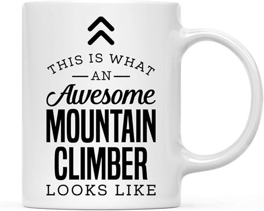 Andaz Press 11oz. Ceramic Coffee Tea Mug Thank You Gift, This is What an Awesome Mountain Climber Looks Like, 1-Pack, Birthday Christmas Gift Ideas Coworker Him Her, Includes Gift Box