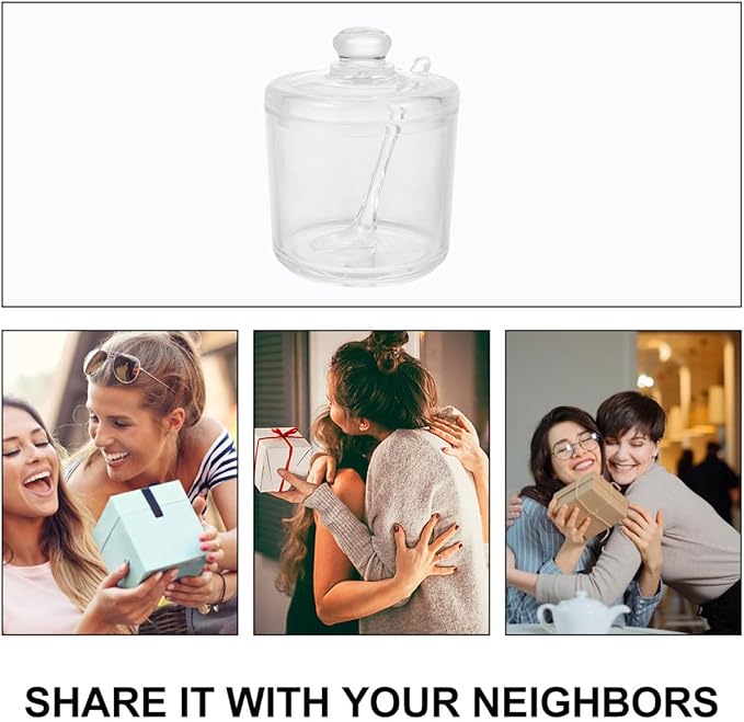 PRETYZOOM Acrylic Clear Sugar Bowl with Lid and Spoon, 330ml Sugar Storage Jar, Coffee Bar Accessories