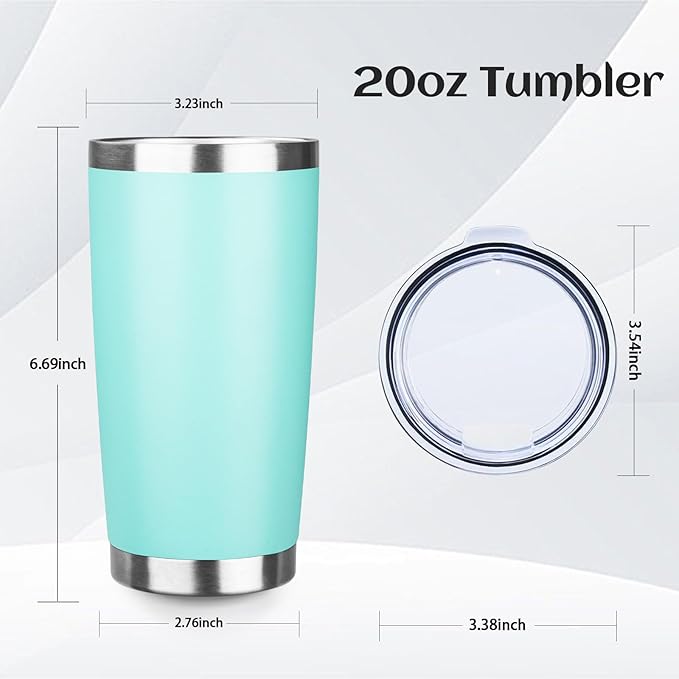 StarSpeed 20oz Tumbler Bulk with Lid, Stainless Steel Insulated Tumblers Double Wall Vacuum Insulated Travel Mug, Powder Coated Coffee Cups for Hot and Cold Drinks(Light Green,1)
