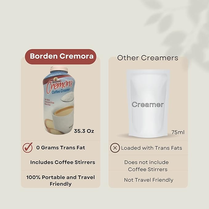 Bordens Original Cremora Coffee Creamer - Non Dairy Creamer Powder - Gluten Free - Cholesterol Free - 35.3 oz (Pack of 1) - Includes 200 Coffee Stirrers