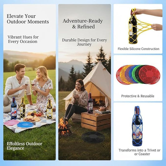 Multifunctional Mesh Coaster,Multifunctional Mesh Cup Coaster,Multi-Use Silicone Storage Bag&Organizer,Wine Holder Handheld Bottle Mesh Coaster Silicone Mat Mesh Design (6-2)