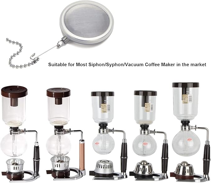 Reusable Syphon/Siphon Coffee Filter for Hario Yama Siphon Coffee Maker & Other Similar Syphon Coffee Maker, Permanent Stainless Steel & Silicon Rubber, Easy to Clean