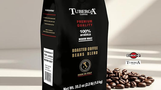 Tuberga Premium Quality 100% Arabica, Whole Bean Coffee, Medium Roast, 2.2 Ib Original Italian Coffee. (Pack of 1)