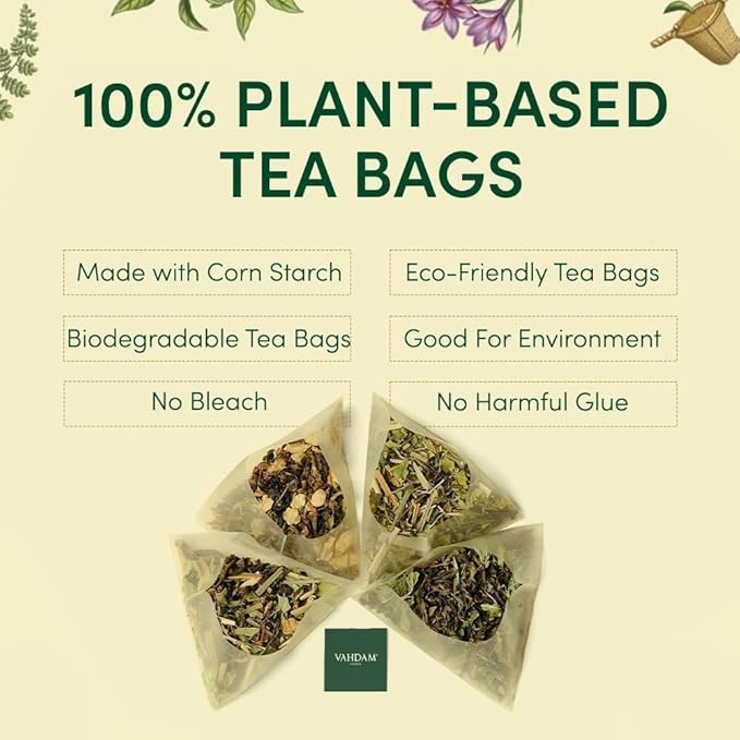 VAHDAM, Green Tea Variety Pack Sampler Assortment (36 Pyramid Tea Bags, 6 Flavor) | Non-GMO Project Verified Himalayan Green Tea with No Artificial Ingredients | Valentines Day Gifts for Him & Her