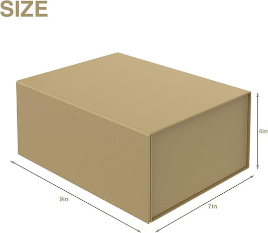 MOYEUPAC Glod Gift Box,9" X 7" X 4" with Lids for Presents Magnetic Closure Gift Packaging for Christmas,Thanksgiving, Birthday,Glod with Ribbon