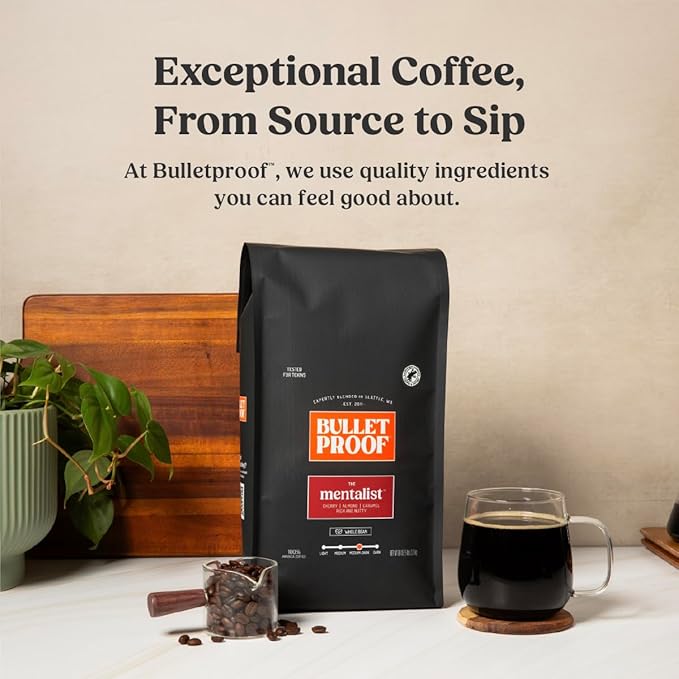 Bulletproof The Mentalist Medium-Dark Roast Whole Bean Coffee, 5 Pounds (bulk), 100% Arabica Beans, Clean Coffee Tested for Toxins, Packaging May Vary