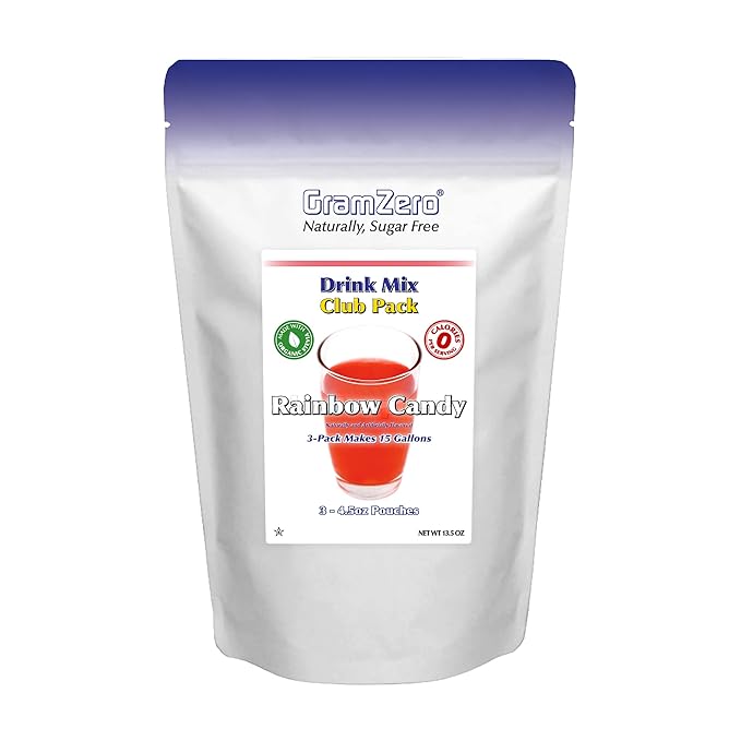 GramZero Rainbow Candy Zero Calorie Sugar Free Drink Mix, Great For Nutrition Club Loaded Teas, Stevia Sweetened