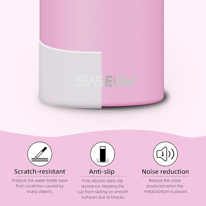 SASEUM Sport Water Bottle 32oz Stainless Steel Double Wall Vacuum Thermal Mug with Leak Proof Spout Lids, Wide Mouth Metal Insulated Water Jug for Gym and Travel（Pink）