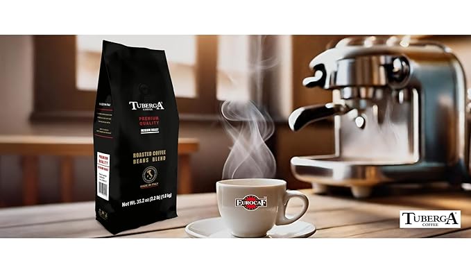 Tuberga Premium Quality, Whole Bean Coffee, Medium Roast, 2.2 Ib Bag, Original Italian Coffee. (Pack of 1)