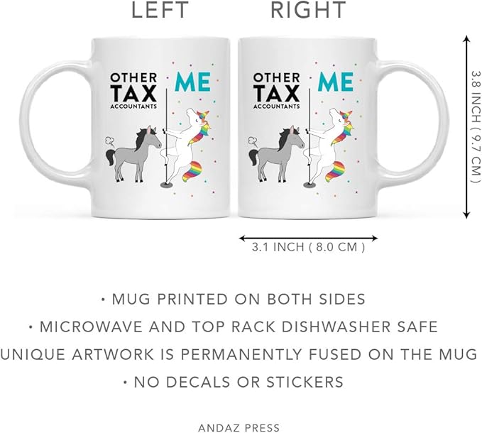 Andaz Press Funny Quirky 11oz. Ceramic Coffee Tea Mug Thank You Gift, Other Tax Accountants Me, Horse Unicorn, 1-Pack