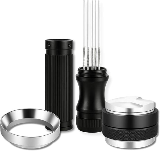 Espresso Accessories Kit – Coffee Distributor & Tamper Leveler Set with WDT Tool and Dosing Funnel | Barista Espresso Tamper Kit Fits 51mm Espresso Machines & Portafilters