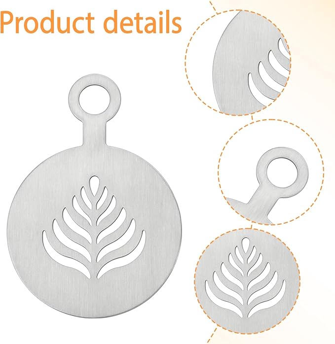 4 Pcs Stainless Steel Coffee Stencils with Various Patterns for Cappuccino Chocolate Lattes Cake Decorating, Coffee Shop and Home Use